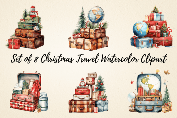 Download Christmas Travel Watercolor Clipart - Travel watercolor Collection