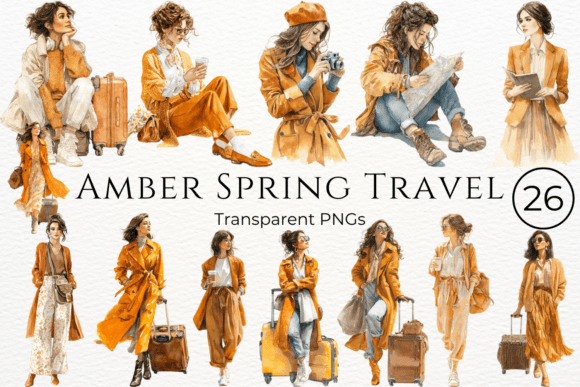 Download Amber Spring Travel Watercolor Clipart - Travel watercolor Collection