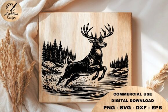 Download Leaping Deer Forest SVG - Forest Collection
