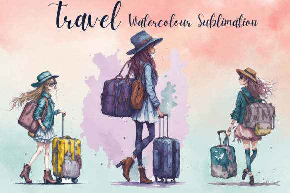 Download Travel WaterColor Sublimation Clipart - Travel watercolor Collection