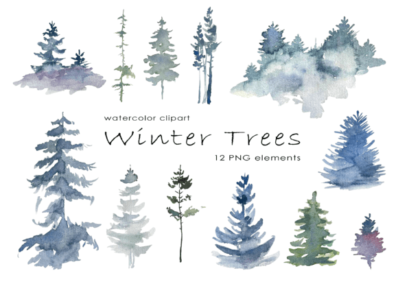 Download Watercolor Winter Trees Clipart, Forest - Forest Collection
