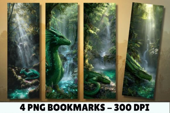 Download Green Forest Dragon Nature Art Bookmark - Forest Collection