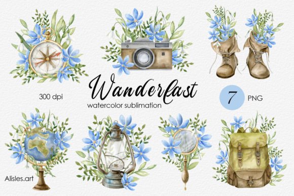Download Travel Watercolor Sublimation | PNG Set - Travel watercolor Collection